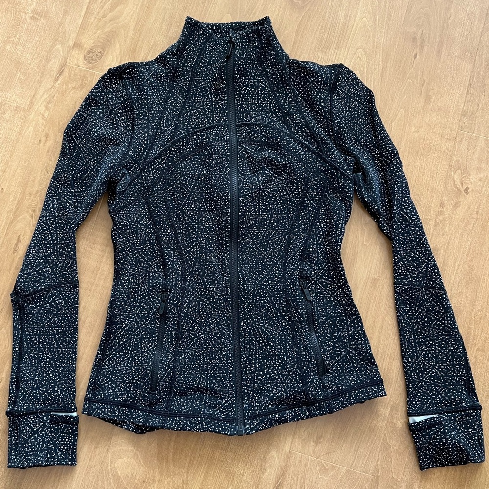 Lululemon Define Jacket Full Zip White Black Night Vision Pattern Size 6